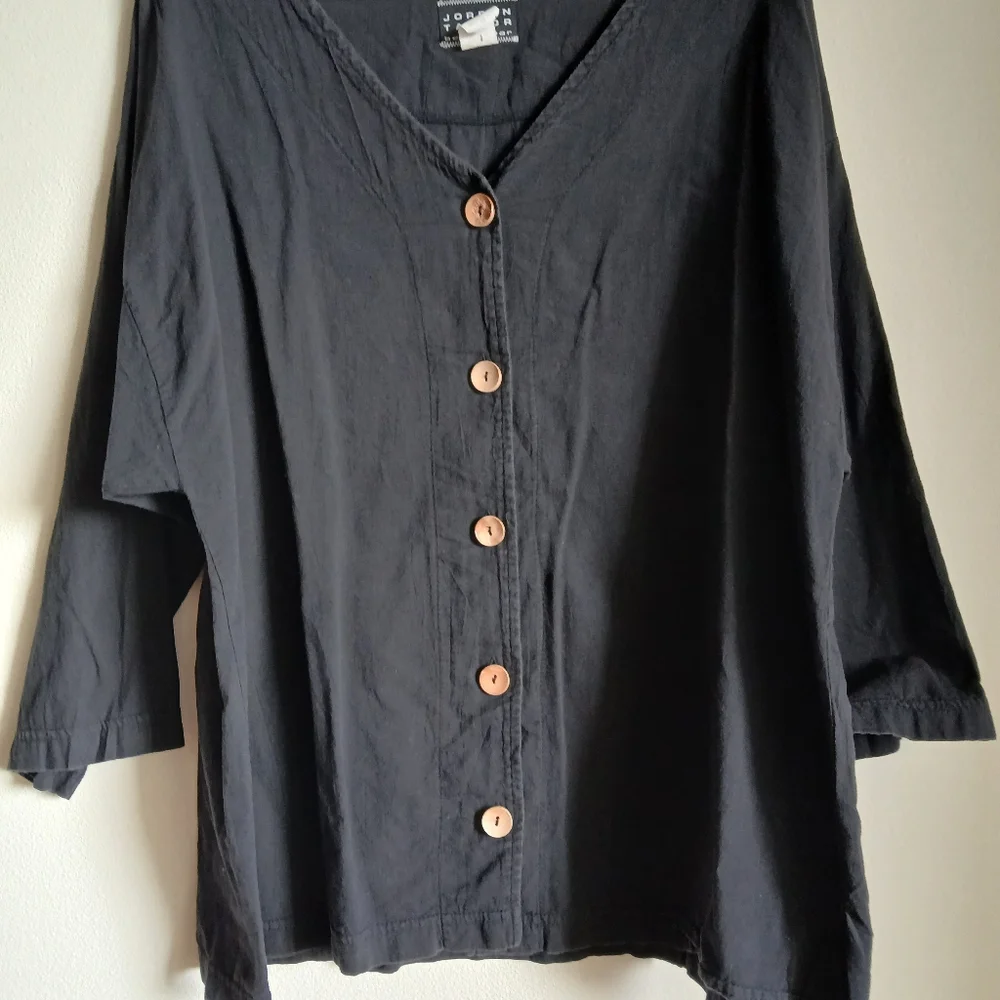 Jordan Taylor Beachwear Black  Cotton Button 3/4 Sleeves